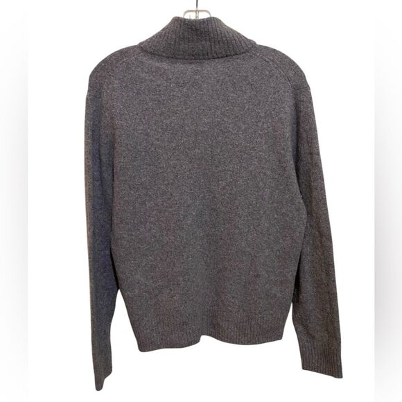 J.Crew Quarter Zip Gray Merino Wool Blend Mock Neck Fisherman Sweater SZ Medium - Picture 3 of 8